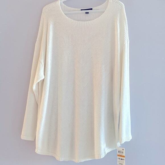 NEW Plus size sweater pullover INC Garden Party bright white linen blend 3X
C - Picture 3 of 9